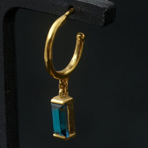 Gold Earrings 18K with London Blue Topaz