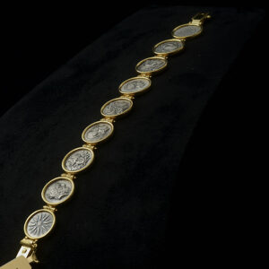 Greek Coin Link Bracelet with Silver 925 + Gold Plated 24K