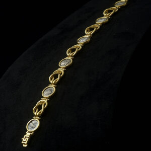 Greek Coin Link Bracelet with Silver 925 + Gold plated 24K