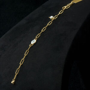 Bracelet Chain Gold 14K with Evil Eye + Pearl