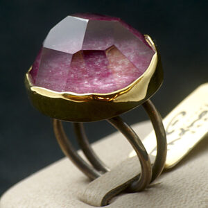Ring Gold 18K + Silver 925 with Ruby-Agate