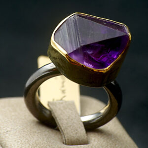 Ring Gold 18K + Silver 925 with Amethyst